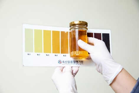 꿀 등급판정 표에 꿀 색상을 보고 등급 확인